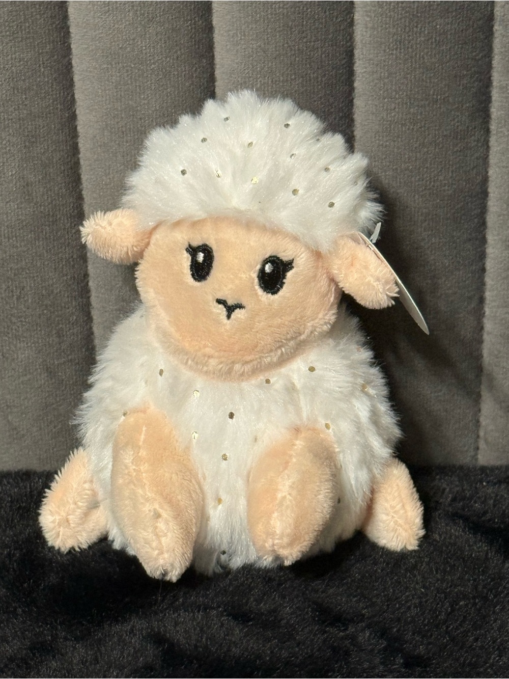 💖4/$25- Dan Dee Collectors Choice Lamb Sheep Clip On Plush Keychain Gold Sparkle